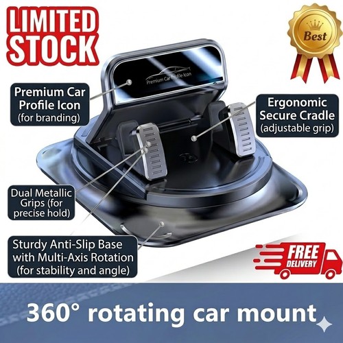 Car phone holder with - holder, 360