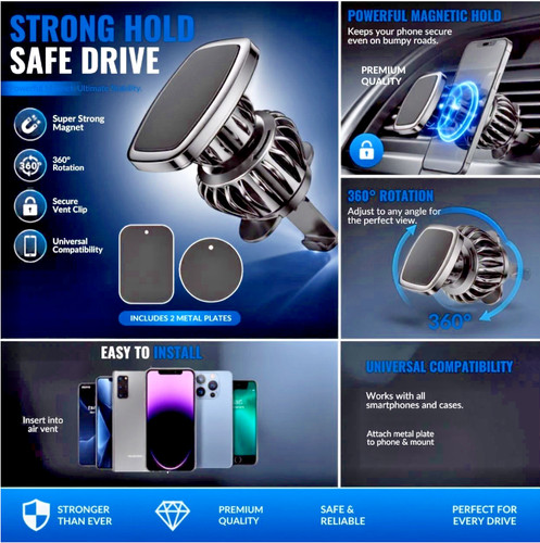 Magnetic car phone holder - car, air